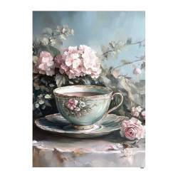 Papír rýžový A5 Pastelový vintage styl, šálek