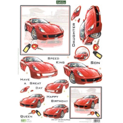 Papírové výřezy 3D - Červené auto (Katy Sue)