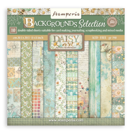 Sada papírů 20,3x20,3 190g Daisy Art, na pozadí (SBBS139)