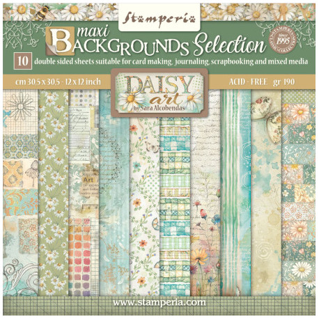 Sada papírů 30,5x30,5 190g Daisy Art, na pozadí (SBBL183)