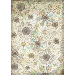 Papír rýžový A4 Daisy Art, stylizovaný vzor s kopretinami