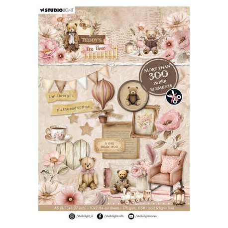 Sada papírových výseků More than 300 elements Teddy's Tea Time nr. 421 (SL)
