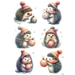 Papír rýžový A4 Zimní ježci