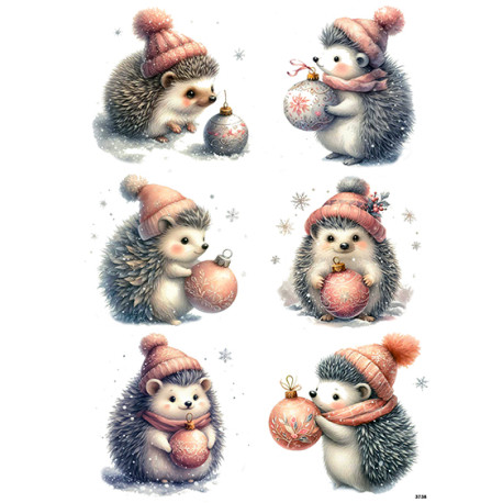 Papír rýžový A4 Zimní ježci