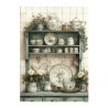 Papír rýžový A5 Shabby chic v zelené, kuchyňská police