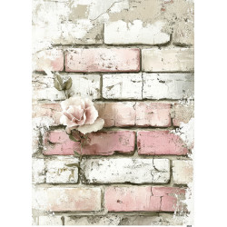 Papír rýžový A4 Cihlová zeď s růží