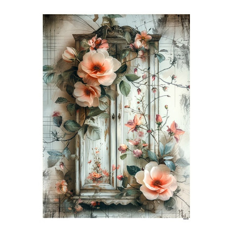 Papír rýžový A5 Vintage styl, stará skříň