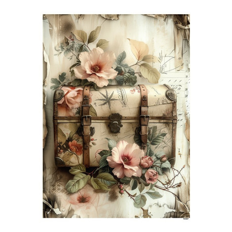 Papír rýžový A5 Vintage styl, starý kufr