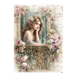 Papír rýžový A5 Shabby chic, dívka v okně