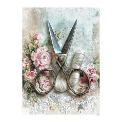 Papír rýžový A5 Vintage styl, staré nůžky