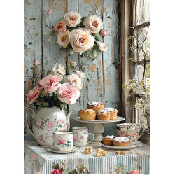 Papír rýžový A4 Vintage styl, zátiší s domácím pečivem