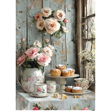 Papír rýžový A4 Vintage styl, zátiší s domácím pečivem