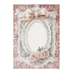 Papír rýžový A5 Stará krajka, ovál se dvěma růžemi