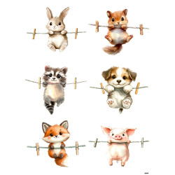 Papír rýžový A4 Zvířátka na šňůře