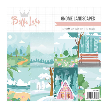 Sada papírů na pozadí 20x20 Gnome Landscapes (Bella Lulu)