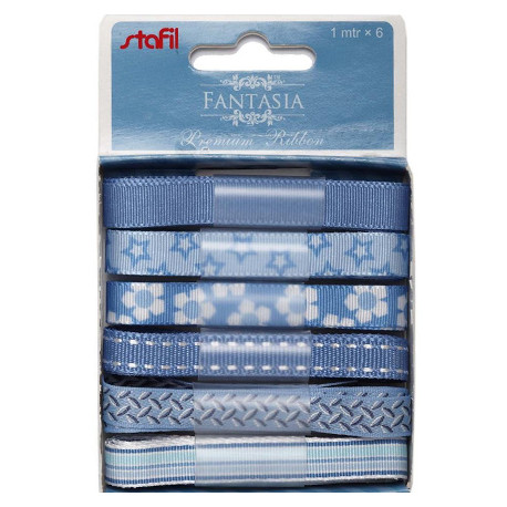 Sada dekorativních stuh, 6x1m, modré odstíny