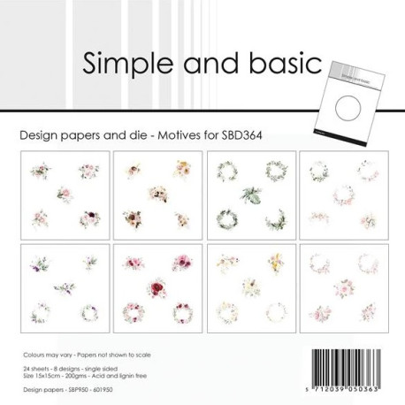 Sada papírů 15x15 a vyř. šablony, kruhové motivy (Simple and Basic)