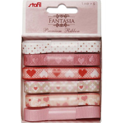 Sada dekorativních stuh, 6x1m růžové odstíny