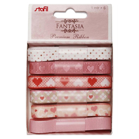 Sada dekorativních stuh, 6x1m růžové odstíny