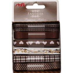 Sada dekorativních stuh, 6x1m hnědé odstíny