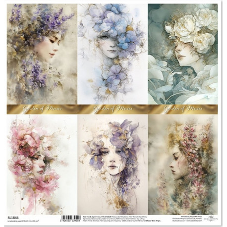 Zahrada múz, 6 obrázků - scrap.papír 31x32cm (ITD)