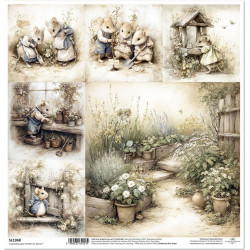 Myší svět, jarní dny, sázení - scrap.papír 31x32cm (ITD)