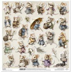 Myší svět, jarní cesta, k vystřižení - scrap.papír 31x32cm (ITD)
