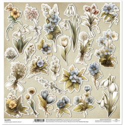 Myší svět, jarní cesta, květiny k vystřižení - scrap.papír 31x32cm (ITD)