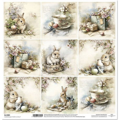 Velikonoční zajíček, s vajíčky - scrap.papír 31x32cm (ITD)