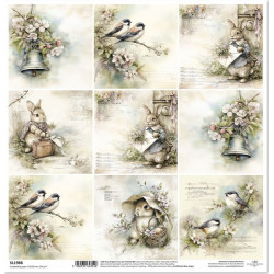 Velikonoční zajíček, se zvonky - scrap.papír 31x32cm (ITD)