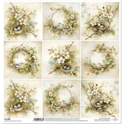 Jarní pocity, ptačí hnízda - scrap.papír 31x32cm (ITD)