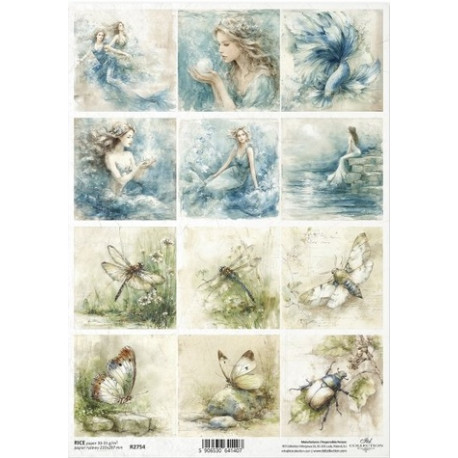 Papír rýžový A4 Víly akvarel, mořské víly