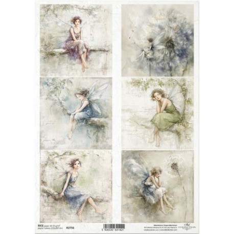 Papír rýžový A4 Víly akvarel, pampeliškové chmýří