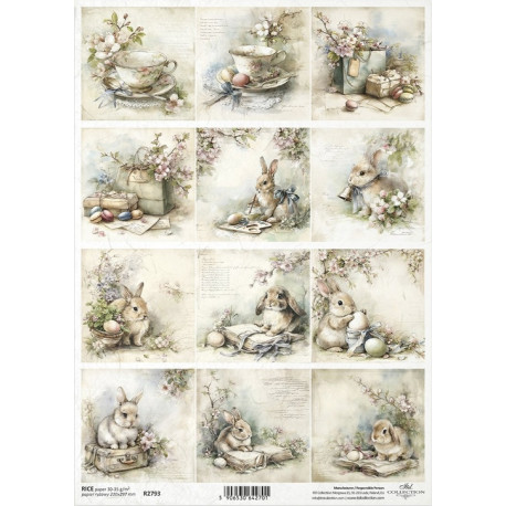 Papír rýžový A4 Velikonoční zajíček, s vajíčky