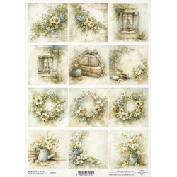 Papír rýžový A4 Jarní pocity, konev s narciskami