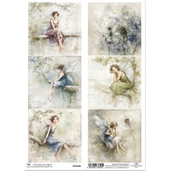 Scrap.papír A4 Víly akvarel, pampeliškové chmýří