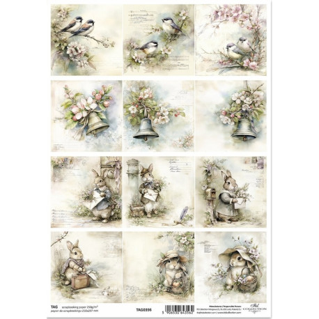 Scrap.papír A4 Velikonoční zajíček, se zvonky