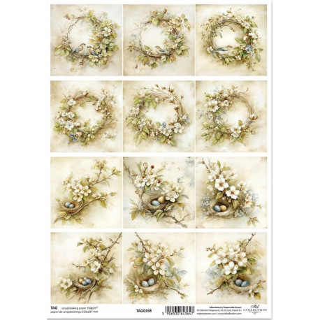 Scrap.papír A4 Jarní pocity, ptačí hnízda