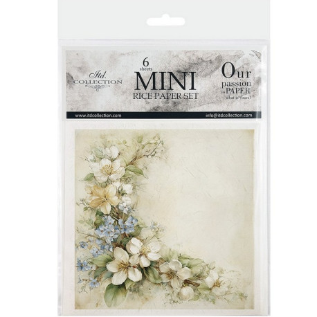 Set 6ks rýžových papírů - Jarní pocity, květinové dekorace (14,8x14,8cm)