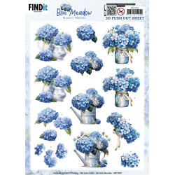 Papírové výřezy A4 - Půvab bobulí, modrá louka, hortenzie (FI)