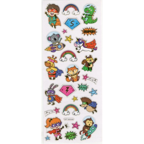 Samolepky 10x23cm - zvířátka superhrdinové