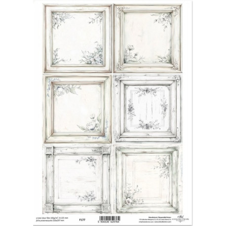 Průhledná fólie A4, Květiny ve stylu shabby chic, rámečky (ITD)