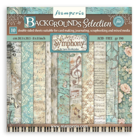 Sada papírů 20,3x20,3 190g Symphony, na pozadí (SBBS145)