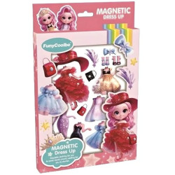 Magnetické oblékání, panenka s růžovými vlasy