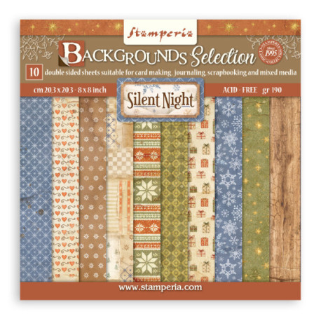 Sada papírů 20,3x20,3 190g Silent Night, na pozadí (SBBS149)