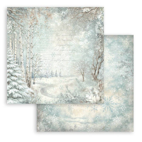 White Christmas, zasněžený les 30,5x30,5 scrapbook