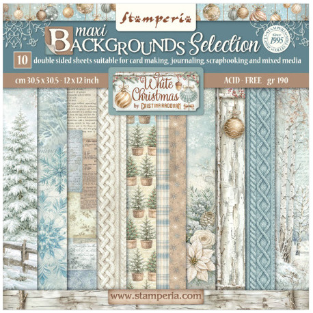 Sada papírů 30,5x30,5 190g White Christmas, na pozadí (SBBL191)