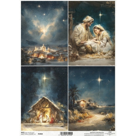 Papír rýžový A4 Vánoce, 4 obrázky, Betlém