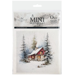 Set 6ks rýžových papírů - Vánoce, zasněžený les (14,8x14,8cm)