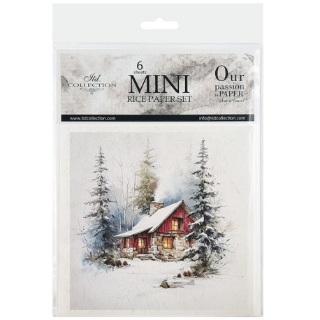 Set 6ks rýžových papírů - Vánoce, zasněžený les (14,8x14,8cm)